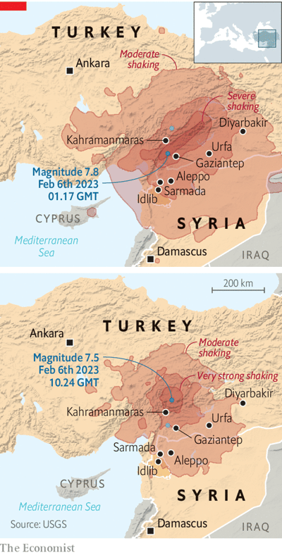 Epicentrum zemětřesení Turecko s Sýrie